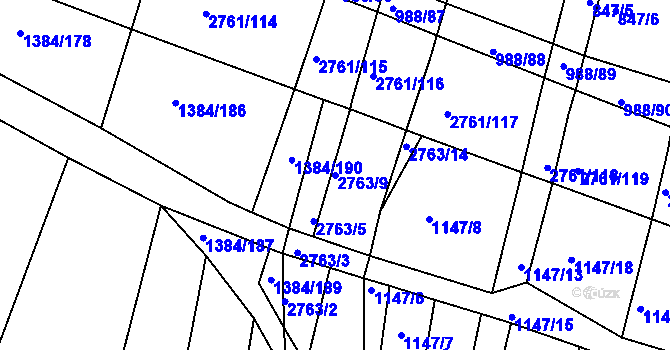 Parcela st. 2763/9 v KÚ Ježov, Katastrální mapa