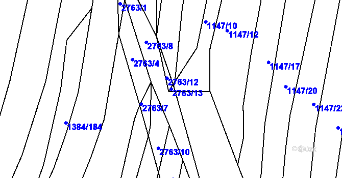 Parcela st. 2763/13 v KÚ Ježov, Katastrální mapa