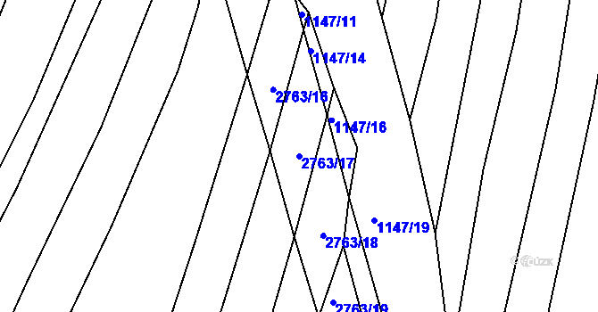 Parcela st. 2763/17 v KÚ Ježov, Katastrální mapa