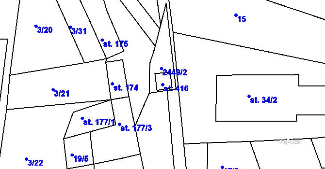 Parcela st. 416 v KÚ Ježov, Katastrální mapa