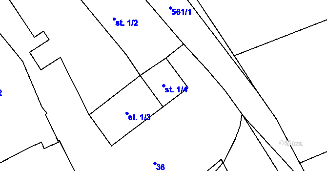 Parcela st. 1/4 v KÚ Chlumská, Katastrální mapa