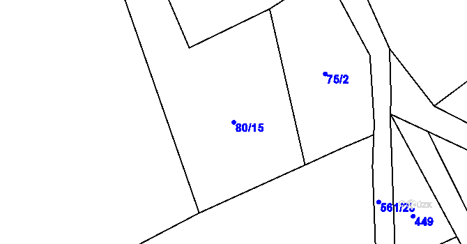 Parcela st. 80/15 v KÚ Chlumská, Katastrální mapa