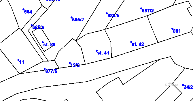 Parcela st. 41 v KÚ Ježovy, Katastrální mapa