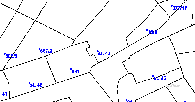 Parcela st. 43 v KÚ Ježovy, Katastrální mapa