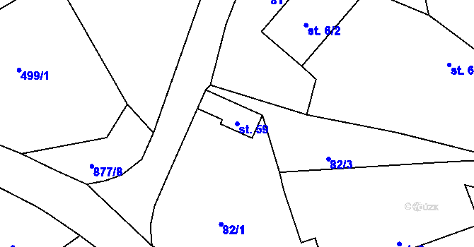 Parcela st. 59 v KÚ Ježovy, Katastrální mapa