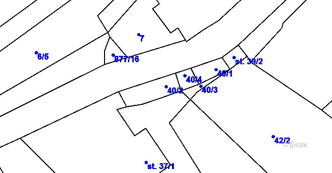 Parcela st. 40/2 v KÚ Ježovy, Katastrální mapa