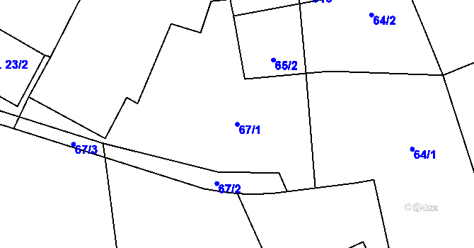 Parcela st. 67/1 v KÚ Ježovy, Katastrální mapa