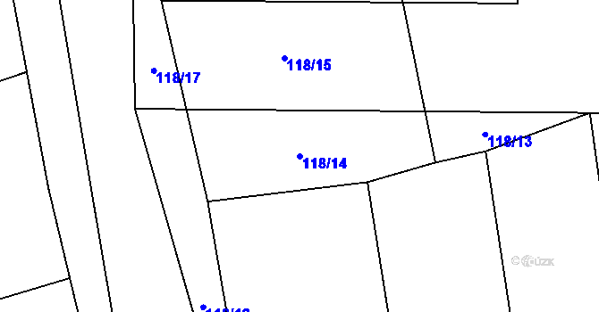 Parcela st. 118/14 v KÚ Ježovy, Katastrální mapa