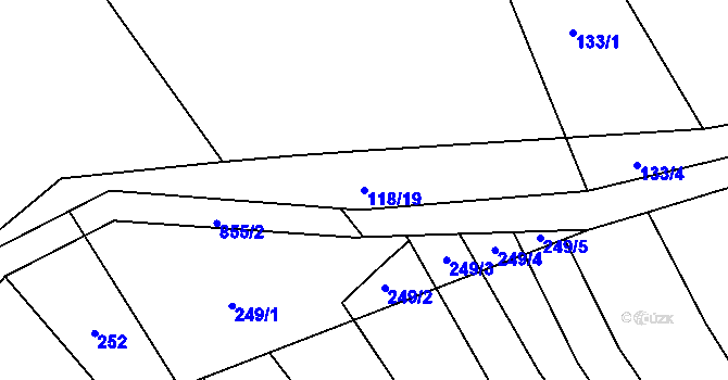 Parcela st. 118/19 v KÚ Ježovy, Katastrální mapa