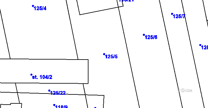Parcela st. 125/5 v KÚ Ježovy, Katastrální mapa
