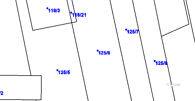 Parcela st. 125/6 v KÚ Ježovy, Katastrální mapa