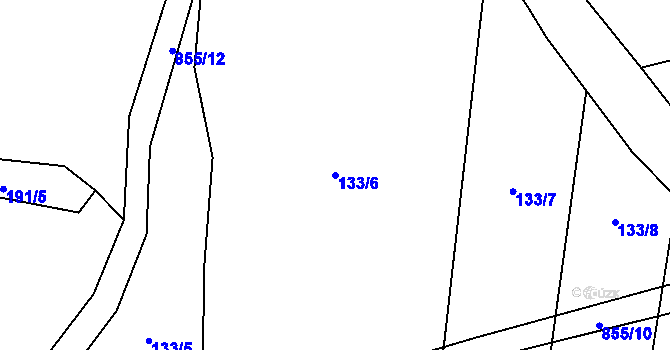 Parcela st. 133/6 v KÚ Ježovy, Katastrální mapa