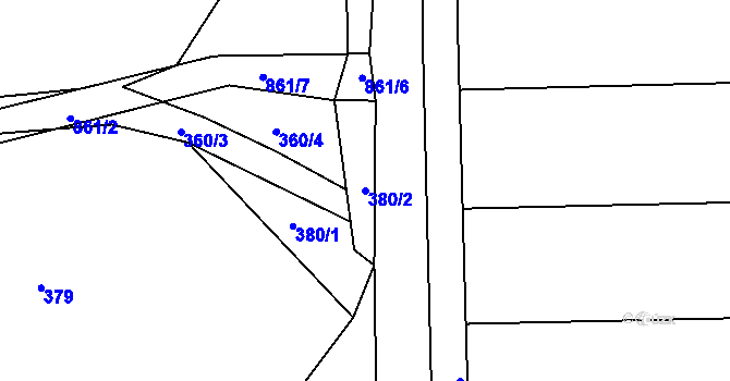 Parcela st. 380/2 v KÚ Ježovy, Katastrální mapa