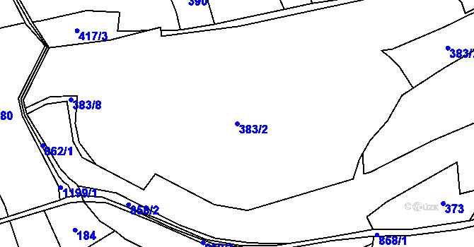 Parcela st. 383/2 v KÚ Ježovy, Katastrální mapa