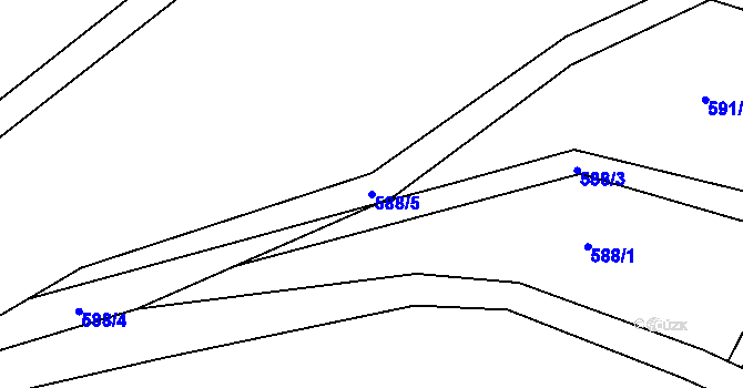 Parcela st. 588/5 v KÚ Ježovy, Katastrální mapa