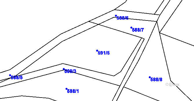 Parcela st. 591/5 v KÚ Ježovy, Katastrální mapa