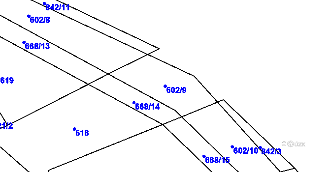 Parcela st. 602/9 v KÚ Ježovy, Katastrální mapa
