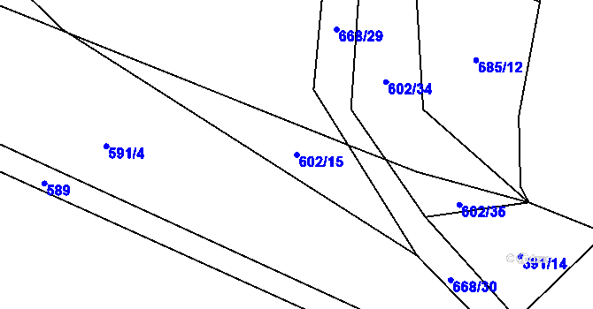 Parcela st. 602/15 v KÚ Ježovy, Katastrální mapa