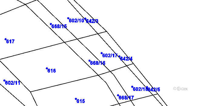 Parcela st. 602/17 v KÚ Ježovy, Katastrální mapa