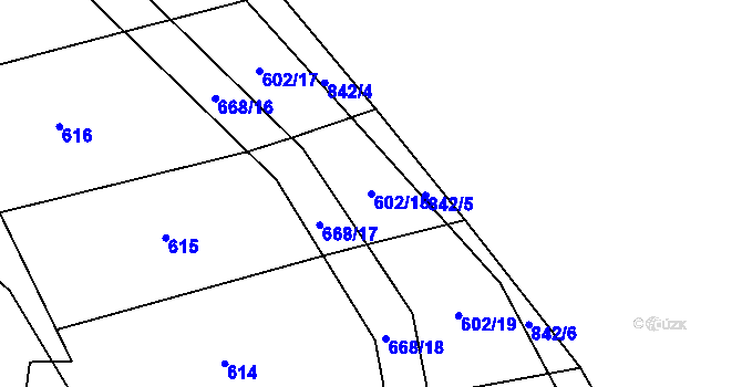 Parcela st. 602/18 v KÚ Ježovy, Katastrální mapa