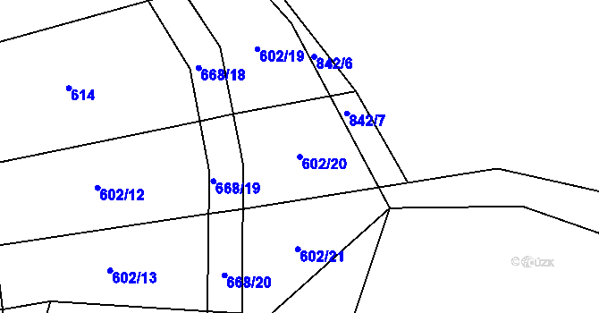 Parcela st. 602/20 v KÚ Ježovy, Katastrální mapa