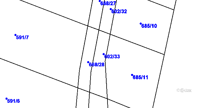 Parcela st. 602/33 v KÚ Ježovy, Katastrální mapa