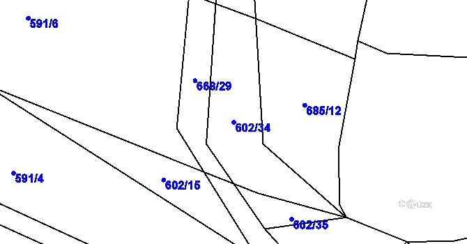 Parcela st. 602/34 v KÚ Ježovy, Katastrální mapa