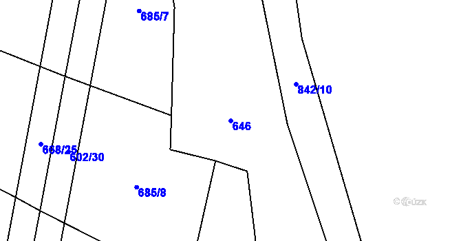 Parcela st. 646 v KÚ Ježovy, Katastrální mapa