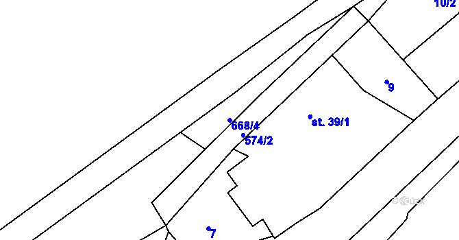 Parcela st. 668/4 v KÚ Ježovy, Katastrální mapa