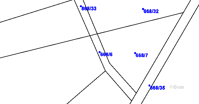 Parcela st. 668/6 v KÚ Ježovy, Katastrální mapa