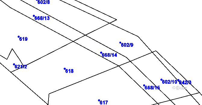 Parcela st. 668/14 v KÚ Ježovy, Katastrální mapa