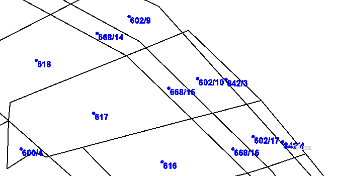 Parcela st. 668/15 v KÚ Ježovy, Katastrální mapa