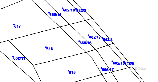 Parcela st. 668/16 v KÚ Ježovy, Katastrální mapa