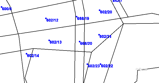 Parcela st. 668/20 v KÚ Ježovy, Katastrální mapa
