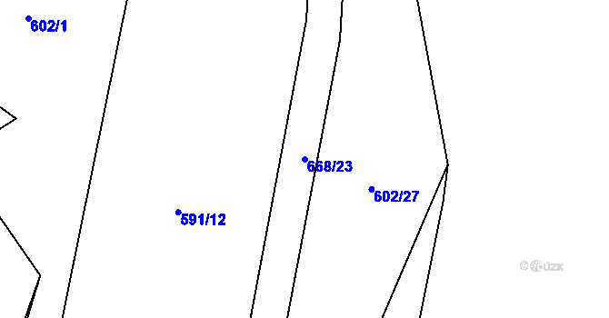 Parcela st. 668/23 v KÚ Ježovy, Katastrální mapa