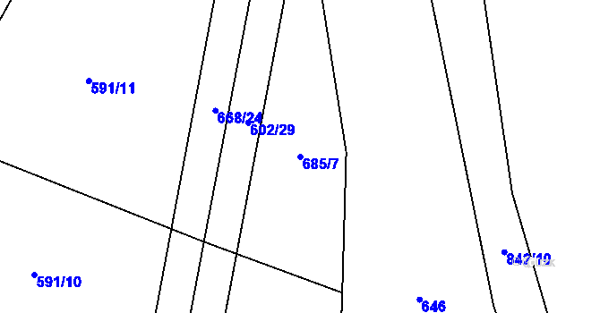 Parcela st. 685/7 v KÚ Ježovy, Katastrální mapa