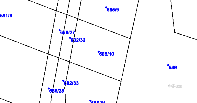 Parcela st. 685/10 v KÚ Ježovy, Katastrální mapa