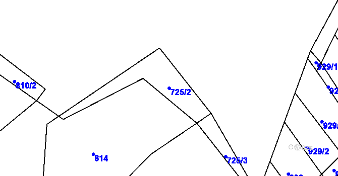 Parcela st. 725/2 v KÚ Ježovy, Katastrální mapa