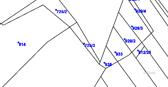 Parcela st. 725/3 v KÚ Ježovy, Katastrální mapa