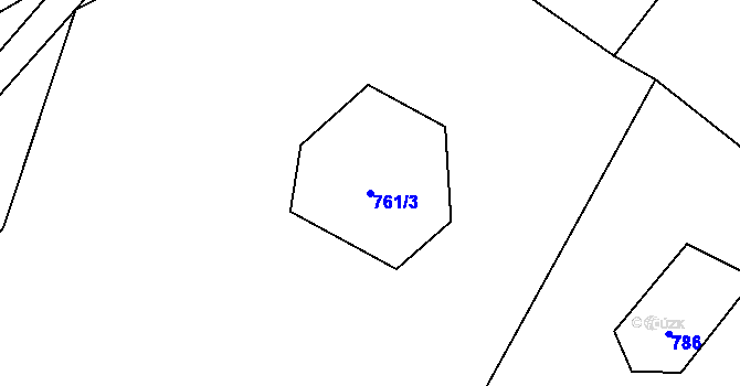 Parcela st. 761/3 v KÚ Ježovy, Katastrální mapa