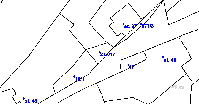 Parcela st. 877/17 v KÚ Ježovy, Katastrální mapa