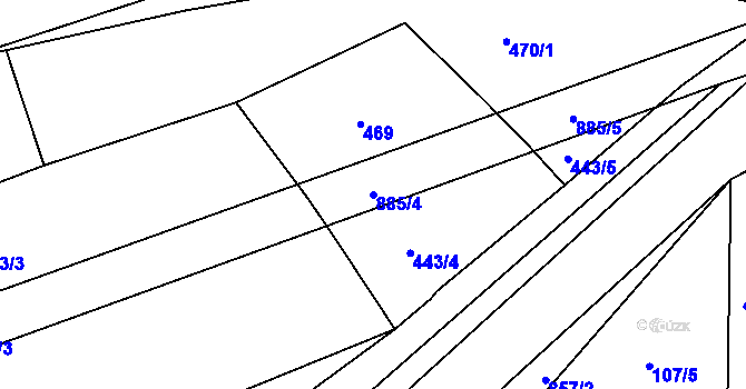 Parcela st. 885/4 v KÚ Ježovy, Katastrální mapa