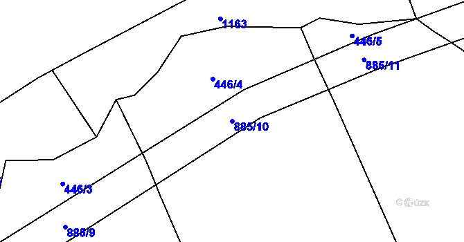 Parcela st. 885/10 v KÚ Ježovy, Katastrální mapa