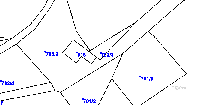 Parcela st. 783/3 v KÚ Ježovy, Katastrální mapa