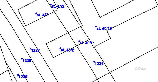 Parcela st. 40/11 v KÚ Trnčí, Katastrální mapa