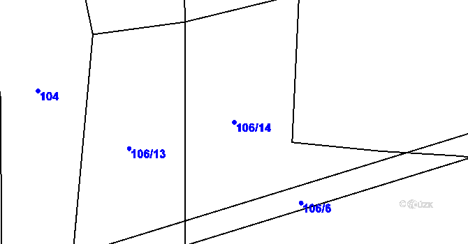 Parcela st. 106/14 v KÚ Trnčí, Katastrální mapa