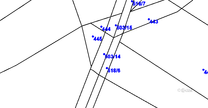 Parcela st. 503/14 v KÚ Trnčí, Katastrální mapa