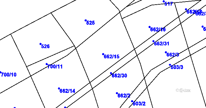 Parcela st. 662/15 v KÚ Trnčí, Katastrální mapa