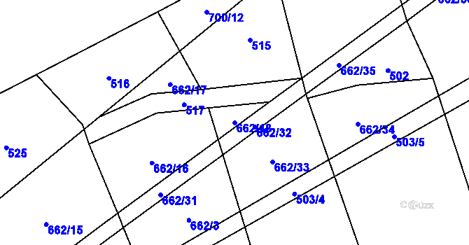 Parcela st. 662/18 v KÚ Trnčí, Katastrální mapa