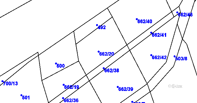 Parcela st. 662/20 v KÚ Trnčí, Katastrální mapa